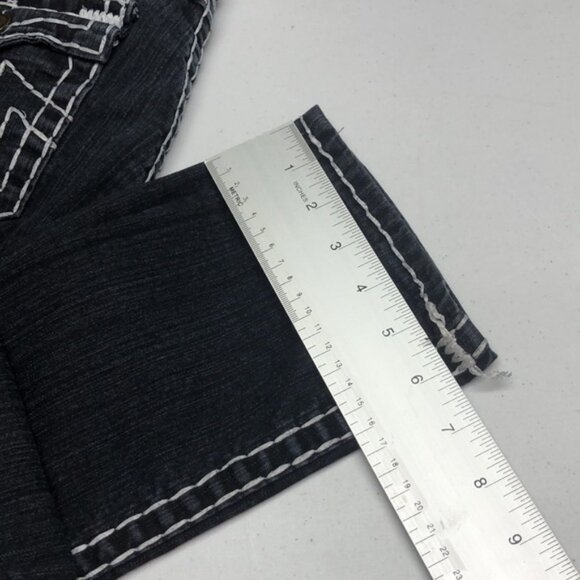 True Religion Black Straight Leg Jeans with Signature Stitching - Picture 12 of 12